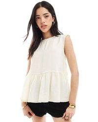 ASOS - Volume Peplum Top With Contrast Stitch - Lyst