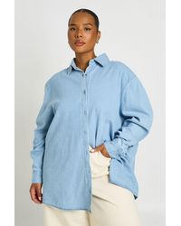 Boohoo - Plus Chambray Oversized Shirt - Lyst
