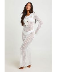 Boohoo - Beach Crochet Corsage Detail Maxi Dress - Lyst