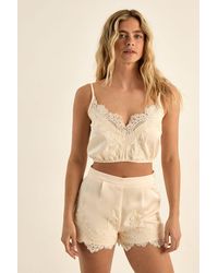 Nasty Gal - Premium Satin Lace Trim Shorts - Lyst