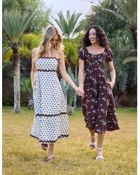 Blue Vanilla - Embroidery Milkmaid Midi Dress - Lyst