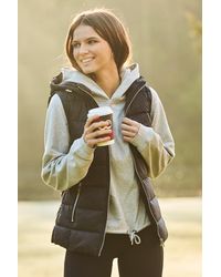 Sosandar - Padded Gilet With Zip Pockets & Hood Denim - Lyst