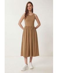 Happiness İstanbul - Sleeveless Crew Neck Midi Dress - Lyst