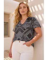 Roman - Curve Patchwork Print Lace Top - Lyst