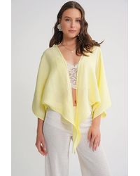MixRay - Texturierte V-Ausschnitt Bolero Bluse - Lyst
