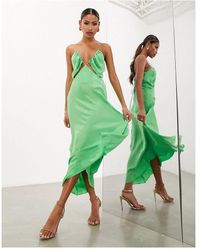 ASOS - Drawstring Cami Midi Dress With Underbust Cut Out - Lyst