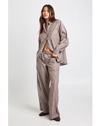 Boohoo - Woven Stripe Elasticated Waist Wide Leg Trouser - Lyst