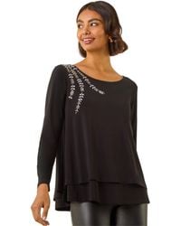 Roman - Embellished Double Layer Tunic Top - Lyst