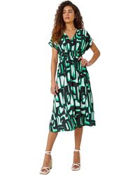 Roman - Abstract Geometric Print Midi Dress - Lyst