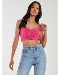 Pink Vanilla - Ruched Strappy Crop Top - Lyst