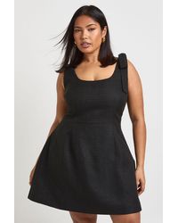 Boohoo - Plus Boucle Scoop Neck Tailored Mini Dress - Lyst
