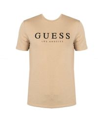 Guess - T-shirt Leo Mannen Beige - Lyst