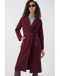 Bigdart - Double Breasted Tie Closure Textured Coat - Lyst