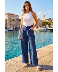 Roman - Petite Stitch Pocket Wide Leg Jeans - Lyst
