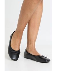 Boohoo - Bow Detail Square Toe Ballet Flats - Lyst