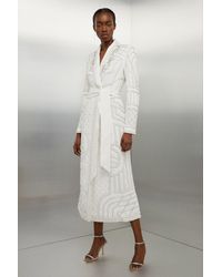 Karen Millen - Crystal Embellished Woven Maxi Blazer Dress - Lyst