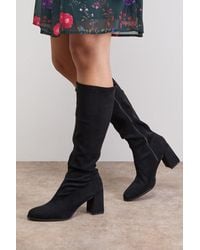 Oasis - Rylee Faux Suede High Block Heel Sock Knee Boots - Lyst