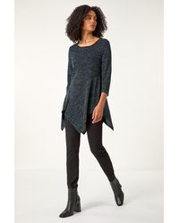 Roman - Glitter Hanky Hem Tunic Stretch Top - Lyst
