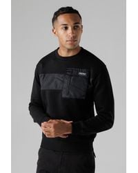Firetrap - Regular Fit Cotton Rich Crew Neck Sweatshirt With Chest Pocket - Lyst