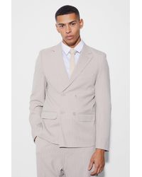 BoohooMAN - Relaxed Fit Double Breasted Pinstripe Blazer - Lyst