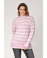 New Look - Longline Striped Roll Neck Jumper - Lyst