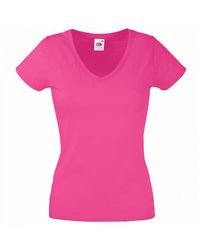 Fruit Of The Loom - Ladies Lady-Fit Valueweight V-Neck Short Sleeve T-Shirt () - Lyst