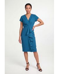 Wallis - Petite Tailored Crepe Ruffle Pencil Dress - Lyst