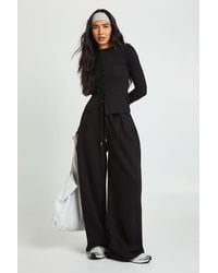 Boohoo - Tall Rib Button Through Long Sleeve Top Tracksuit - Lyst