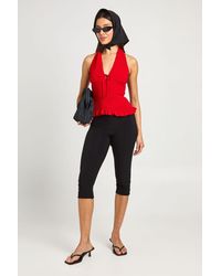 Boohoo - Tie Front Shirred Halterneck Top - Lyst