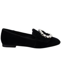Dolce & Gabbana - Velvet Crystals Loafers Flats Shoes Cotton - Lyst