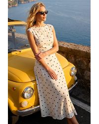Roman - Spot Print High Neck Midi Dress - Lyst