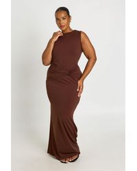 Boohoo - Plus Super Soft Knot Waist Sleeveless Maxi Dress - Lyst
