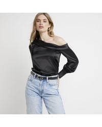 River Island - Blouse Satin Off Shoulder Material_Polyester - Lyst
