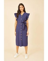 Yumi' - Linen Blend Midi Shirt Dress - Lyst