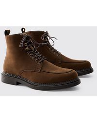 BoohooMAN - Faux Suede Chunky Sole Hiking Detail Boots - Lyst