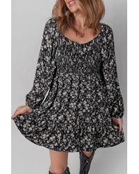 Azura Exchange - Bloemenprint Lange Mouwen Jurk - Lyst