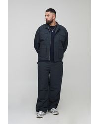 BoohooMAN - Plus Oversized Check Ripstop Cargo Shacket - Lyst