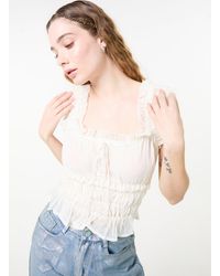 Pink Vanilla - Ribbon Trim Milkmaid Top - Lyst