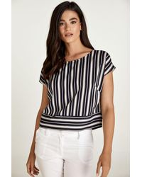 Conquista - Striped Top With A Boat Neckline Viscose - Lyst