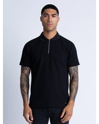 Luke 1977 - Waffle On Jacquard Textured Zip Polo - Lyst