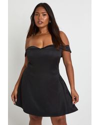 Boohoo - Plus Satin Contrast Skater Dress - Lyst
