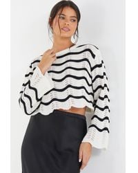 Quiz - Wavy Print Knitted Cropped Jumper - Lyst