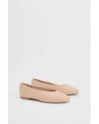 Oasis - Seraphina Faux Leather High Cut Square Toe Padded Ballet Pumps - Lyst