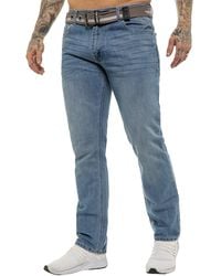 Enzo - Denim Jeans Voor Met Rechte Pijpen - Lyst