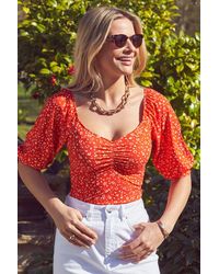 Sosandar - Ditsy Print Sweetheart Neckline Top - Lyst
