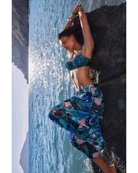 Boohoo - Abstract Print Sheer Mesh Maxi Beach Skirt - Lyst