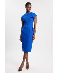 Karen Millen - Structured Ruched Detail Midi Dress - Lyst