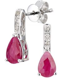 DIAMANT L'ÉTERNEL - 9Ct Diamond And Ruby Gemstone Teardrop Cut Drop Earrings - Lyst