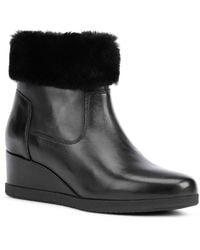 Geox - Anylla 80% Leather Bovine Nappa-20% Leather Real Fur Women's Black Boots - Lyst