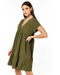Gini London - Mini-Smock-Kleid Mit V-Ausschnitt - Lyst